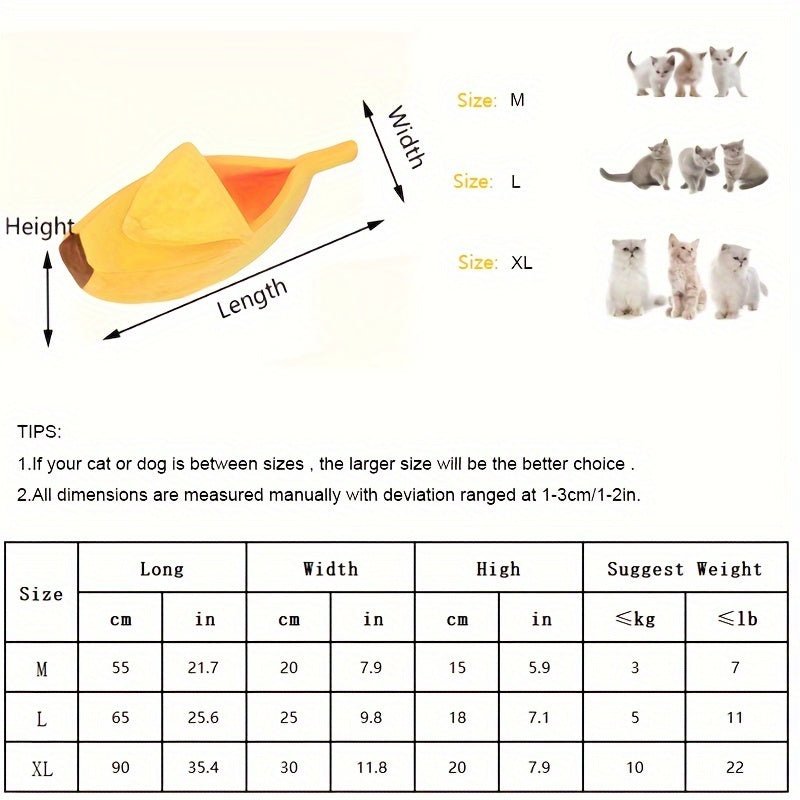 Banana Cat Bed – Cozy Semi-Enclosed Plush Hideaway for Cats up to 8kg - TopCat.BG
