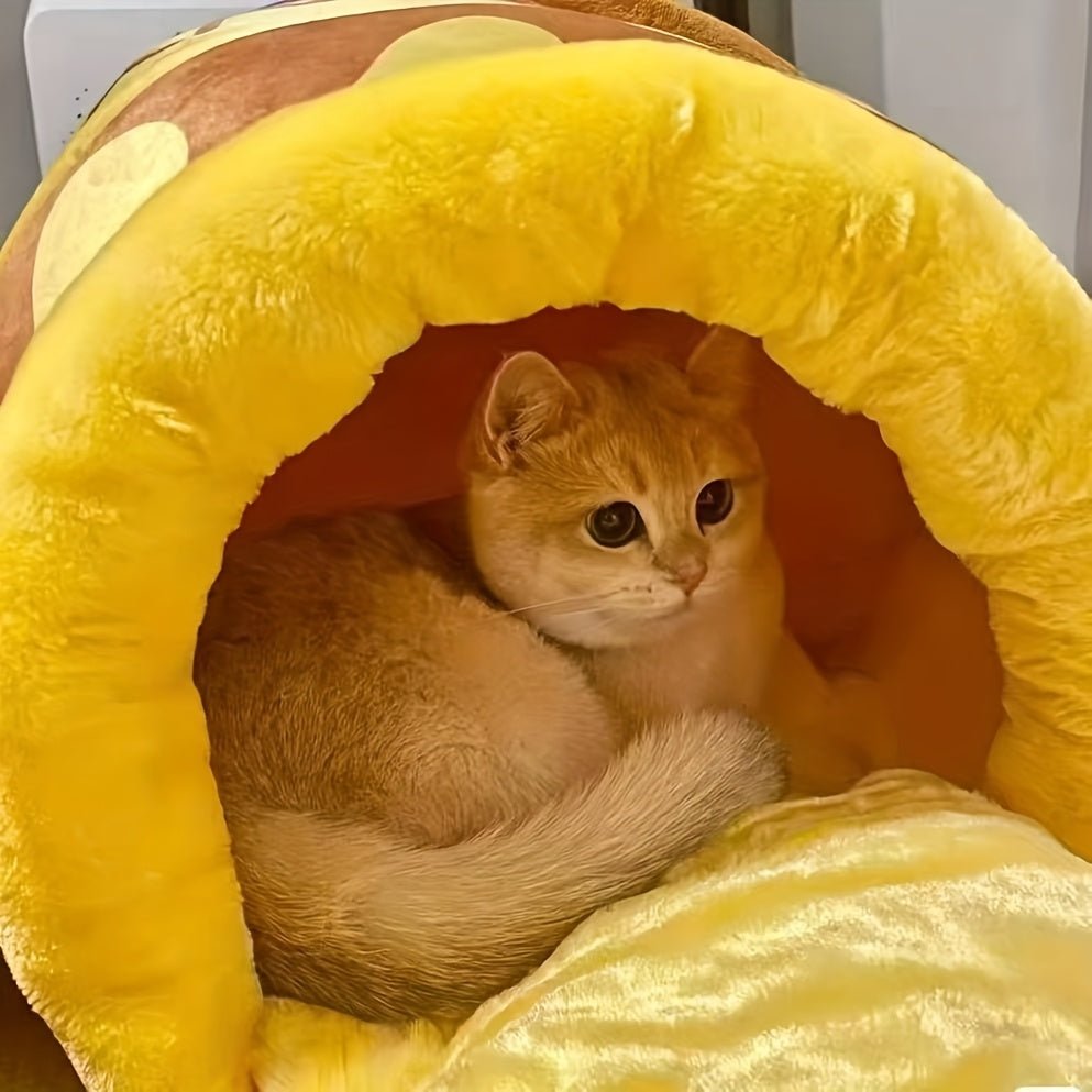 1pc Honey Jar Cat Bed Sofa - Plush Thick Fleece Cozy Warm Coverable Bed for Large Cats up to 8.0 KG, Removable Detachable Cover, Cute Honey Pot Design for Persian/ Cats, Durable Furniture - TopCat.BG