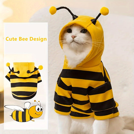 A Pet Hoodie Featuring a Bee Transformation Design, Suitable for Pets Weighing Under 8 Kilograms - TopCat.BG
