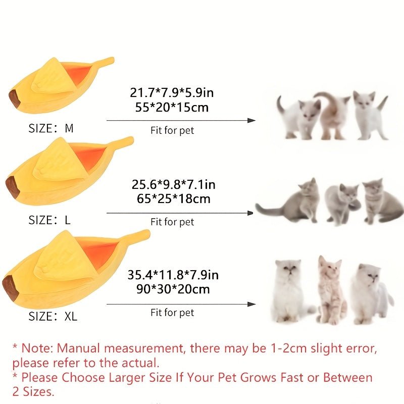 Banana Cat Bed – Cozy Semi-Enclosed Plush Hideaway for Cats up to 8kg - TopCat.BG
