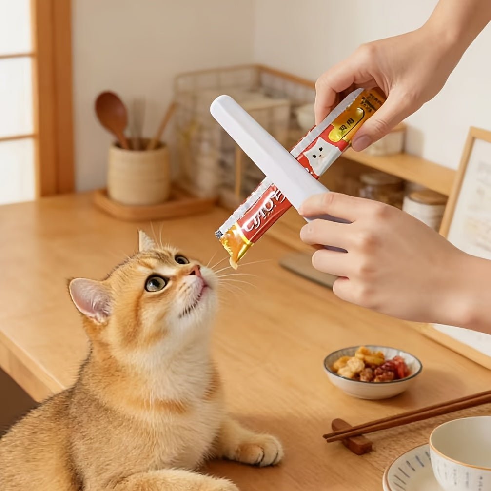Automatic Cat Feeder, Pet Food Squeezer, Cat Food Squeezer, Sauce Squeezer, Magnetic Squeezer, Pet Meal Prep Squeezer, One - Click Clamp, One - Button Detachable and Washable, Magnetic Hanging, Hands - Free, Smooth Push, Easy to Clean - TopCat.BG