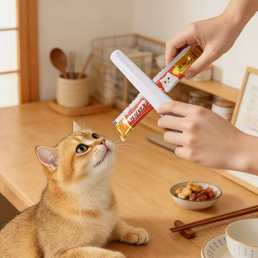 Automatic Cat Feeder, Pet Food Squeezer, Cat Food Squeezer, Sauce Squeezer, Magnetic Squeezer, Pet Meal Prep Squeezer, One - Click Clamp, One - Button Detachable and Washable, Magnetic Hanging, Hands - Free, Smooth Push, Easy to Clean - TopCat.BG