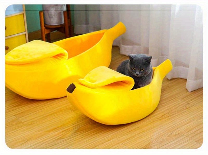 Banana Cat Bed – Cozy Semi-Enclosed Plush Hideaway for Cats up to 8kg - TopCat.BG