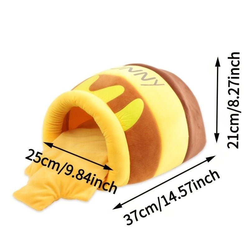 1pc Honey Jar Cat Bed Sofa - Plush Thick Fleece Cozy Warm Coverable Bed for Large Cats up to 8.0 KG, Removable Detachable Cover, Cute Honey Pot Design for Persian/ Cats, Durable Furniture - TopCat.BG