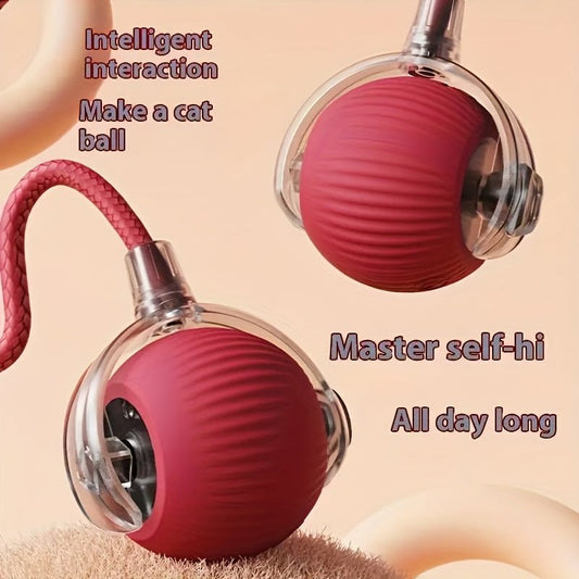 Striped USB Rechargeable Cat Toy Ball with Auto - Play Feature - Durable Plastic, Ideal for All Breeds - TopCat.BG