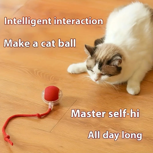 Striped USB Rechargeable Cat Toy Ball with Auto - Play Feature - Durable Plastic, Ideal for All Breeds - TopCat.BG