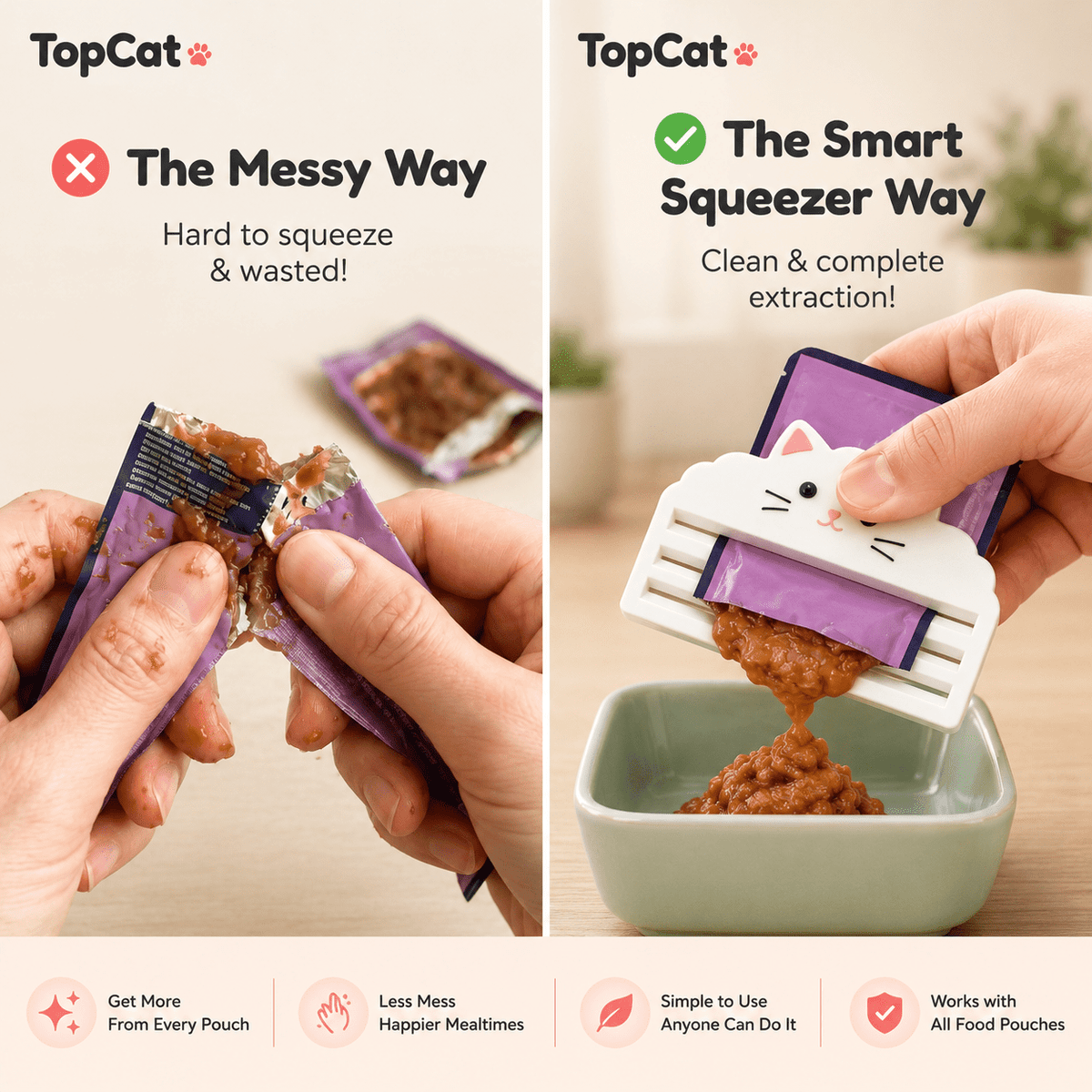 TopCat EasySqueeze™ Food Pouch Squeezer - TopCat.BG