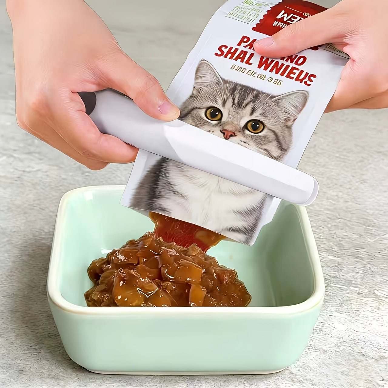 Automatic Cat Feeder, Pet Food Squeezer, Cat Food Squeezer, Sauce Squeezer, Magnetic Squeezer, Pet Meal Prep Squeezer, One - Click Clamp, One - Button Detachable and Washable, Magnetic Hanging, Hands - Free, Smooth Push, Easy to Clean - TopCat.BG