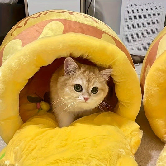 1pc Honey Jar Cat Bed Sofa - Plush Thick Fleece Cozy Warm Coverable Bed for Large Cats up to 8.0 KG, Removable Detachable Cover, Cute Honey Pot Design for Persian/ Cats, Durable Furniture - TopCat.BG